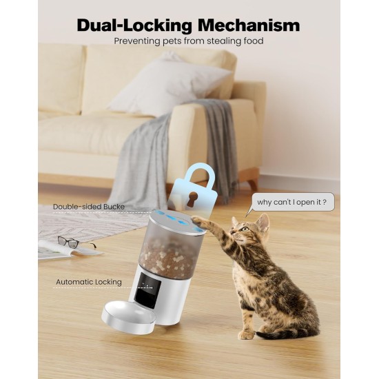 Automatic Cat Feeder, WiFi: Cat Feeder with Customised Schedule, Automatic Dog/Cat Feeder, App Control, Cat Feeder, 4 L, Black Automatic Cat Feeder, WiFi: Cat Feeder with Customised Schedule, Automatic Dog/Cat Feeder, App Control, Cat Feeder, 4 L, Black
