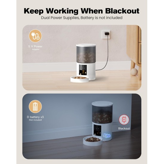 Automatic Cat Feeder, WiFi: Cat Feeder with Customised Schedule, Automatic Dog/Cat Feeder, App Control, Cat Feeder, 4 L, Black Automatic Cat Feeder, WiFi: Cat Feeder with Customised Schedule, Automatic Dog/Cat Feeder, App Control, Cat Feeder, 4 L, Black