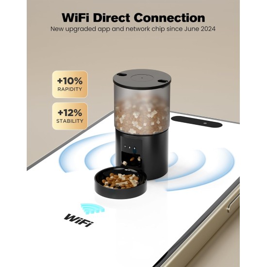 Automatic Cat Feeder, WiFi: Cat Feeder with Customised Schedule, Automatic Dog/Cat Feeder, App Control, Cat Feeder, 4 L, Black Automatic Cat Feeder, WiFi: Cat Feeder with Customised Schedule, Automatic Dog/Cat Feeder, App Control, Cat Feeder, 4 L, Black