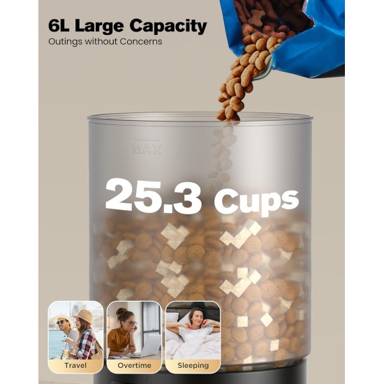 Automatic Cat Feeder, WiFi: Cat Feeder with Customised Schedule, Automatic Dog/Cat Feeder, App Control, Cat Feeder, 4 L, Black Automatic Cat Feeder, WiFi: Cat Feeder with Customised Schedule, Automatic Dog/Cat Feeder, App Control, Cat Feeder, 4 L, Black