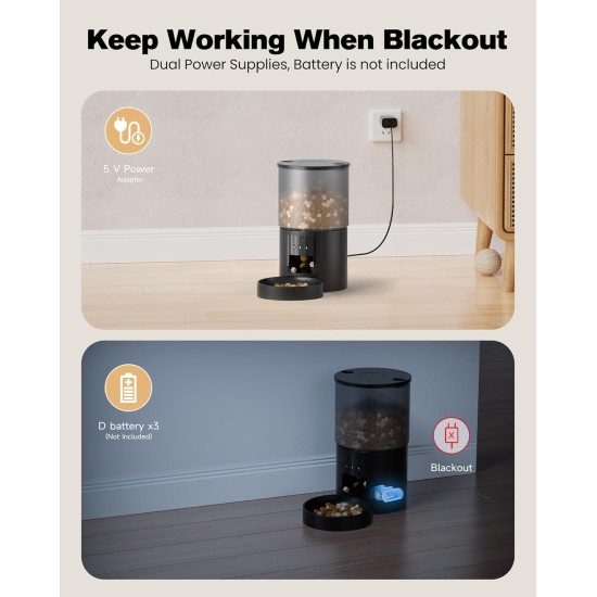 Automatic Cat Feeder, WiFi: Cat Feeder with Customised Schedule, Automatic Dog/Cat Feeder, App Control, Cat Feeder, 4 L, Black Automatic Cat Feeder, WiFi: Cat Feeder with Customised Schedule, Automatic Dog/Cat Feeder, App Control, Cat Feeder, 4 L, Black
