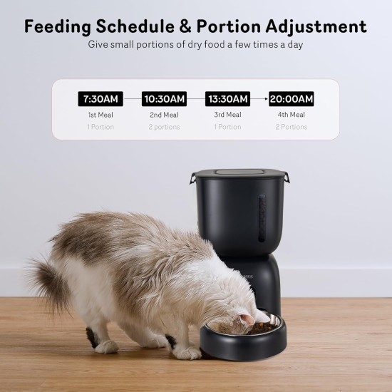 Automatic Cat Feeder and Water Dispenser FW1 - Wire or Battery Food Timer with Locking Lid, Desiccant Bag, Programmable Portion Control, 4 Daily Meals, 10s Automatic Cat Feeder and Water Dispenser FW1 - Wire or Battery Food Timer with Locking Lid, Desiccant Bag, Programmable Portion Control, 4 Daily Meals, 10s