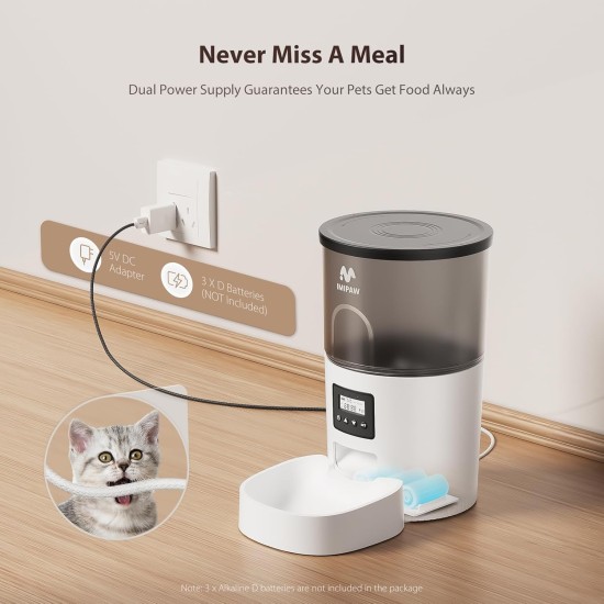 Automatic Cat Feeder with Programmable Timer, Easy to Use, 1-6 Meals a Day, Feeder for Cats and Dogs, 3 L Automatic Cat Feeder with Programmable Timer, Easy to Use, 1-6 Meals a Day, Feeder for Cats and Dogs, 3 L