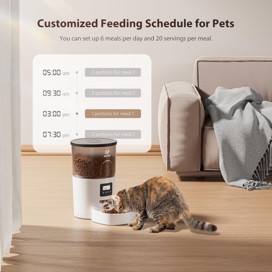 Automatic Cat Feeder with Programmable Timer, Easy to Use, 1-6 Meals a Day, Feeder for Cats and Dogs, 3 L Automatic Cat Feeder with Programmable Timer, Easy to Use, 1-6 Meals a Day, Feeder for Cats and Dogs, 3 L