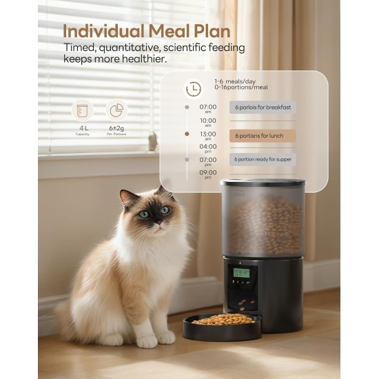 Automatic Cat Feeder with Timer: 10s Call for Eating - Feeding Bowl with Automatic Feeder 4L Dry Food Dispenser Automatic for Cats and Dogs Automatic Cat Feeder with Timer: 10s Call for Eating - Feeding Bowl with Automatic Feeder 4L Dry Food Dispenser Automatic for Cats and Dogs