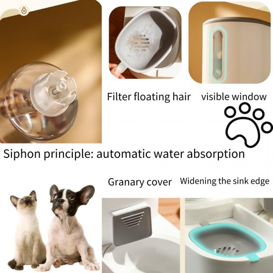 Automatic Cat Food & Water Dispenser (2.2L + 1L) - 2-in-1 Combination with Stainless Steel Bowl - Hygienic & Practical Automatic Cat Food & Water Dispenser (2.2L + 1L) - 2-in-1 Combination with Stainless Steel Bowl - Hygienic & Practical