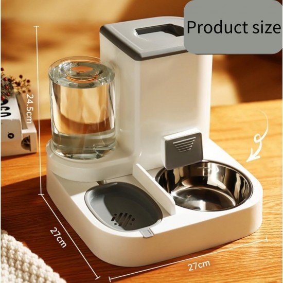 Automatic Cat Food & Water Dispenser (2.2L + 1L) - 2-in-1 Combination with Stainless Steel Bowl - Hygienic & Practical Automatic Cat Food & Water Dispenser (2.2L + 1L) - 2-in-1 Combination with Stainless Steel Bowl - Hygienic & Practical