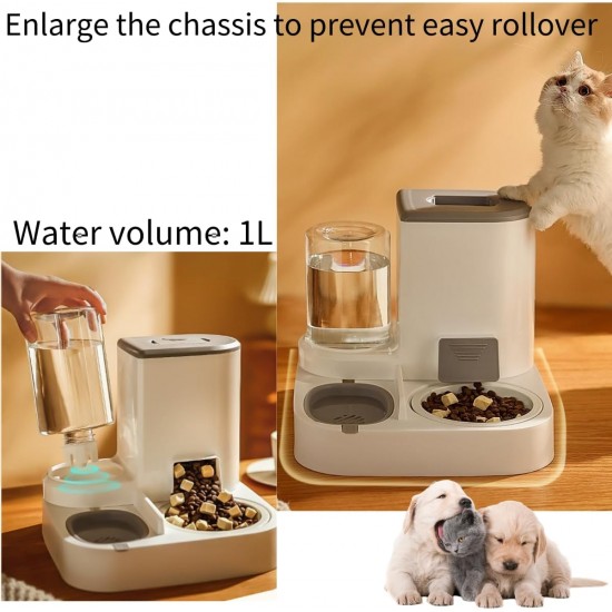 Automatic Cat Food & Water Dispenser (2.2L + 1L) - 2-in-1 Combination with Stainless Steel Bowl - Hygienic & Practical Automatic Cat Food & Water Dispenser (2.2L + 1L) - 2-in-1 Combination with Stainless Steel Bowl - Hygienic & Practical