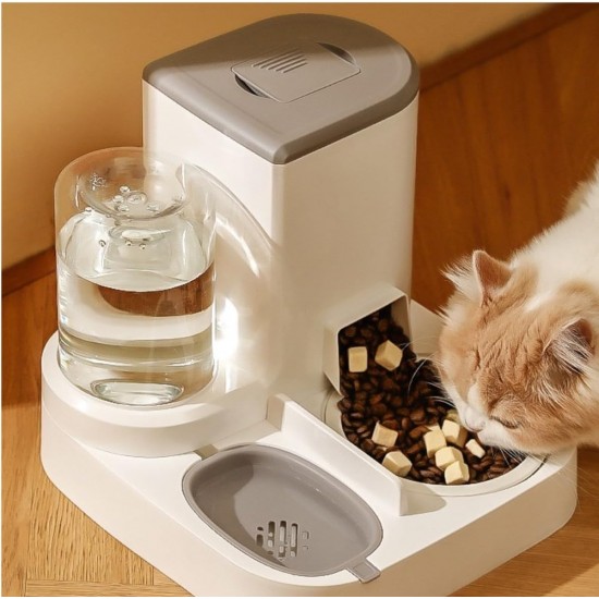 Automatic Cat Food & Water Dispenser (2.2L + 1L) - 2-in-1 Combination with Stainless Steel Bowl - Hygienic & Practical Automatic Cat Food & Water Dispenser (2.2L + 1L) - 2-in-1 Combination with Stainless Steel Bowl - Hygienic & Practical