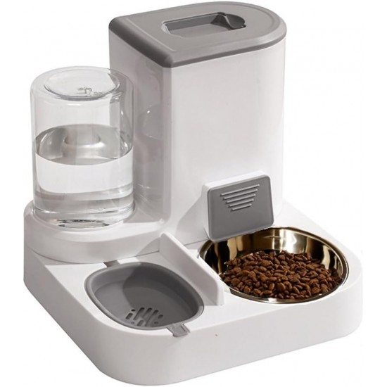 Automatic Cat Food & Water Dispenser (2.2L + 1L) - 2-in-1 Combination with Stainless Steel Bowl - Hygienic & Practical Automatic Cat Food & Water Dispenser (2.2L + 1L) - 2-in-1 Combination with Stainless Steel Bowl - Hygienic & Practical