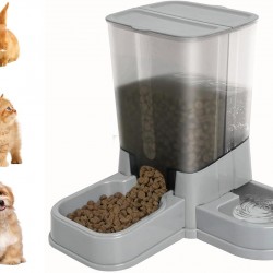 Automatic Cat Food Dispenser, 2-in-1 Removable Gravity Food and Water Dispenser for Cats and Small Dogs (Grey) Automatic Cat Food Dispenser, 2-in-1 Removable Gravity Food and Water Dispenser for Cats and Small Dogs (Grey)