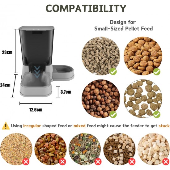 Automatic Cat Food Dispenser, 2-in-1 Removable Gravity Food and Water Dispenser for Cats and Small Dogs (Grey) Automatic Cat Food Dispenser, 2-in-1 Removable Gravity Food and Water Dispenser for Cats and Small Dogs (Grey)