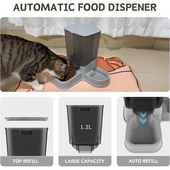 Automatic Cat Food Dispenser, 2-in-1 Removable Gravity Food and Water Dispenser for Cats and Small Dogs (Grey) Automatic Cat Food Dispenser, 2-in-1 Removable Gravity Food and Water Dispenser for Cats and Small Dogs (Grey)