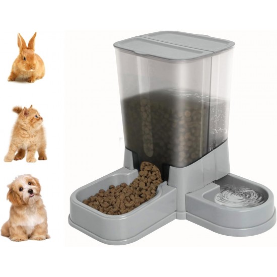 Automatic Cat Food Dispenser, 2-in-1 Removable Gravity Food and Water Dispenser for Cats and Small Dogs (Grey) Automatic Cat Food Dispenser, 2-in-1 Removable Gravity Food and Water Dispenser for Cats and Small Dogs (Grey)