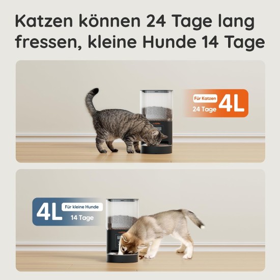 Automatic Cat Food Dispenser, 4L WiFi Cat Feeder with App Control for Slow Feeding, 10 Second Voice Recording, 1-10 Meals a Day for Cats and Dogs Automatic Cat Food Dispenser, 4L WiFi Cat Feeder with App Control for Slow Feeding, 10 Second Voice Recording, 1-10 Meals a Day for Cats and Dogs