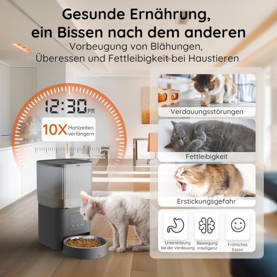 Automatic Cat Food Dispenser, 4L WiFi Cat Feeder with App Control for Slow Feeding, 10 Second Voice Recording, 1-10 Meals a Day for Cats and Dogs Automatic Cat Food Dispenser, 4L WiFi Cat Feeder with App Control for Slow Feeding, 10 Second Voice Recording, 1-10 Meals a Day for Cats and Dogs