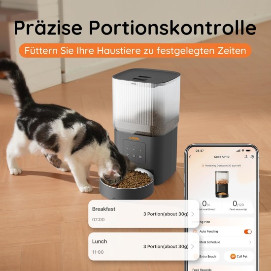 Automatic Cat Food Dispenser, 4L WiFi Cat Feeder with App Control for Slow Feeding, 10 Second Voice Recording, 1-10 Meals a Day for Cats and Dogs Automatic Cat Food Dispenser, 4L WiFi Cat Feeder with App Control for Slow Feeding, 10 Second Voice Recording, 1-10 Meals a Day for Cats and Dogs