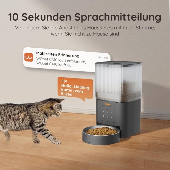 Automatic Cat Food Dispenser, 4L WiFi Cat Feeder with App Control for Slow Feeding, 10 Second Voice Recording, 1-10 Meals a Day for Cats and Dogs Automatic Cat Food Dispenser, 4L WiFi Cat Feeder with App Control for Slow Feeding, 10 Second Voice Recording, 1-10 Meals a Day for Cats and Dogs
