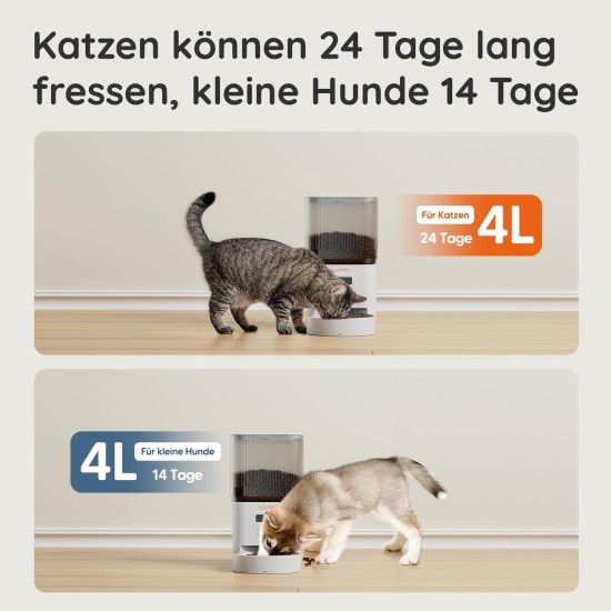 Automatic Cat Food Dispenser, 4L WiFi Cat Feeder with App Control for Slow Feeding, 10 Second Voice Recording, 1-10 Meals a Day for Cats and Dogs Automatic Cat Food Dispenser, 4L WiFi Cat Feeder with App Control for Slow Feeding, 10 Second Voice Recording, 1-10 Meals a Day for Cats and Dogs