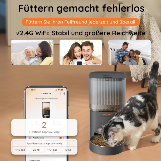 Automatic Cat Food Dispenser, 4L WiFi Cat Feeder with App Control for Slow Feeding, 10 Second Voice Recording, 1-10 Meals a Day for Cats and Dogs Automatic Cat Food Dispenser, 4L WiFi Cat Feeder with App Control for Slow Feeding, 10 Second Voice Recording, 1-10 Meals a Day for Cats and Dogs