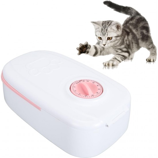 Automatic Cat Food Dispenser, Multifunctional Intelligent Feeder Station with Timer, Cat Food Container for Cats and Dogs (Pink)