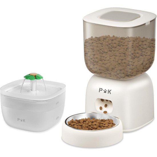 Automatic Cat and Cat Fountain Combo, 180 Days Long Battery Life, Easy to Clean, 10S Voice Prompt, 3L Cat Feeder and 2L Cat Fountain Automatic Cat and Cat Fountain Combo, 180 Days Long Battery Life, Easy to Clean, 10S Voice Prompt, 3L Cat Feeder and 2L Cat Fountain