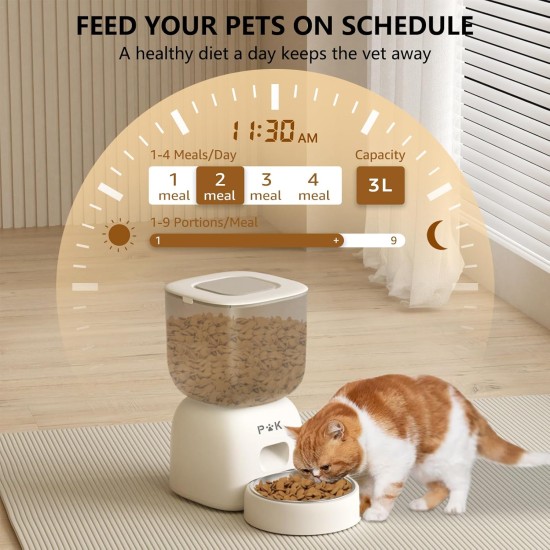 Automatic Cat and Cat Fountain Combo, 180 Days Long Battery Life, Easy to Clean, 10S Voice Prompt, 3L Cat Feeder and 2L Cat Fountain Automatic Cat and Cat Fountain Combo, 180 Days Long Battery Life, Easy to Clean, 10S Voice Prompt, 3L Cat Feeder and 2L Cat Fountain