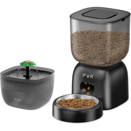Automatic Cat and Cat Fountain Combo, 180 Days Long Battery Life, Easy to Clean, 10S Voice Prompt, 3L Cat Feeder and 2L Cat Fountain Automatic Cat and Cat Fountain Combo, 180 Days Long Battery Life, Easy to Clean, 10S Voice Prompt, 3L Cat Feeder and 2L Cat Fountain