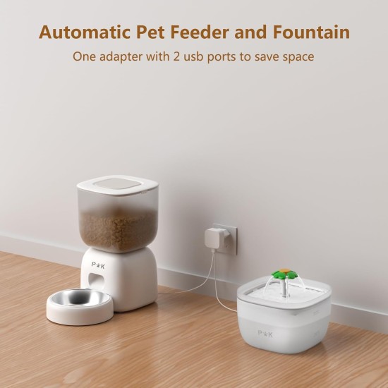 Automatic Cat and Cat Fountain Combo, 180 Days Long Battery Life, Easy to Clean, 10S Voice Prompt, 3L Cat Feeder and 2L Cat Fountain Automatic Cat and Cat Fountain Combo, 180 Days Long Battery Life, Easy to Clean, 10S Voice Prompt, 3L Cat Feeder and 2L Cat Fountain