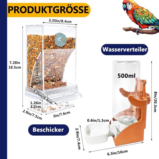 Automatic Feeder Birds and Water Dispenser Transparent Acrylic Bird Feeder and Bird Water Dispenser Bird Cage, Cage Accessories for Birds, Parrots, Canaries (Orange) Automatic Feeder Birds and Water Dispenser Transparent Acrylic Bird Feeder and Bird Water Dispenser Bird Cage, Cage Accessories for Birds, Parrots, Canaries (Orange)