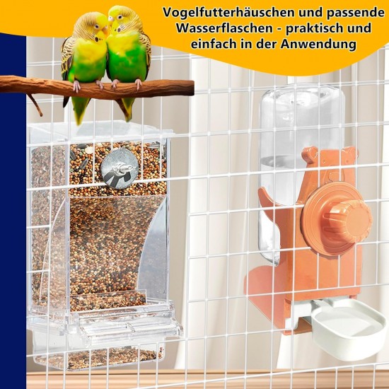 Automatic Feeder Birds and Water Dispenser Transparent Acrylic Bird Feeder and Bird Water Dispenser Bird Cage, Cage Accessories for Birds, Parrots, Canaries (Orange) Automatic Feeder Birds and Water Dispenser Transparent Acrylic Bird Feeder and Bird Water Dispenser Bird Cage, Cage Accessories for Birds, Parrots, Canaries (Orange)