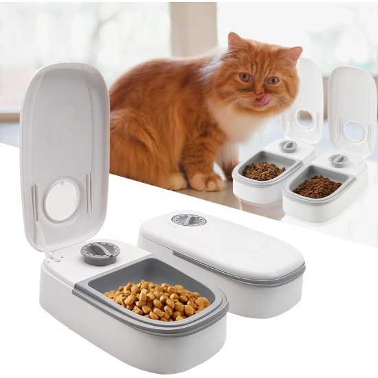 Automatic Feeder for Cats, 2 Meals Automatic Feeder for Dogs and Cats with 48 Hour Timer, 350 ml Dry and Wet Feeder Automatic Feeder Automatic Feeder for Cats, 2 Meals Automatic Feeder for Dogs and Cats with 48 Hour Timer, 350 ml Dry and Wet Feeder Automatic Feeder