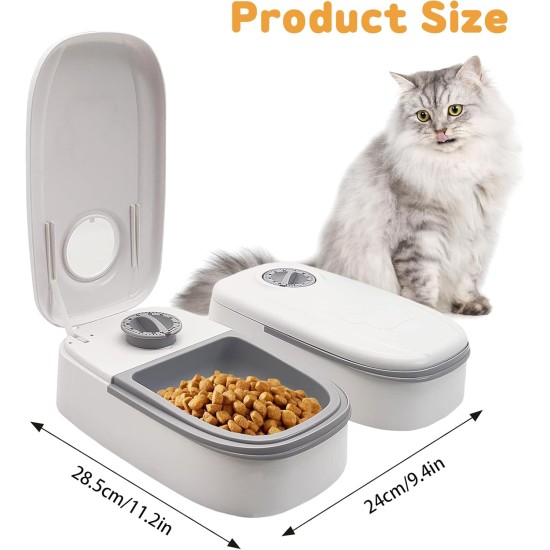 Automatic Feeder for Cats, 2 Meals Automatic Feeder for Dogs and Cats with 48 Hour Timer, 350 ml Dry and Wet Feeder Automatic Feeder Automatic Feeder for Cats, 2 Meals Automatic Feeder for Dogs and Cats with 48 Hour Timer, 350 ml Dry and Wet Feeder Automatic Feeder