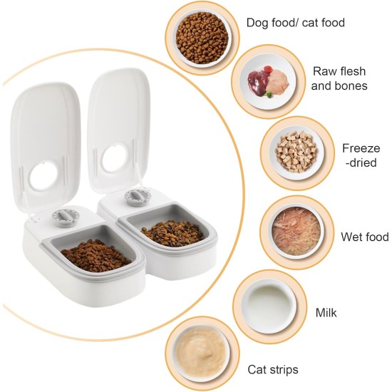 Automatic Feeder for Cats, 2 Meals Automatic Feeder for Dogs and Cats with 48 Hour Timer, 350 ml Dry and Wet Feeder Automatic Feeder Automatic Feeder for Cats, 2 Meals Automatic Feeder for Dogs and Cats with 48 Hour Timer, 350 ml Dry and Wet Feeder Automatic Feeder