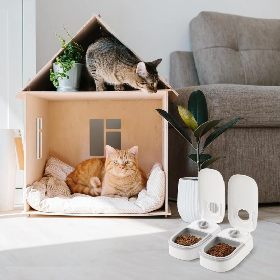 Automatic Feeder for Cats, 2 Meals Automatic Feeder for Dogs and Cats with 48 Hour Timer, 350 ml Dry and Wet Feeder Automatic Feeder Automatic Feeder for Cats, 2 Meals Automatic Feeder for Dogs and Cats with 48 Hour Timer, 350 ml Dry and Wet Feeder Automatic Feeder