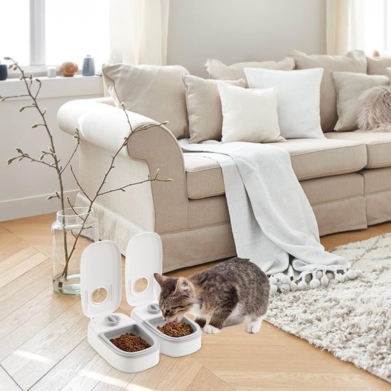 Automatic Feeder for Cats, 2 Meals Automatic Feeder for Dogs and Cats with 48 Hour Timer, 350 ml Dry and Wet Feeder Automatic Feeder Automatic Feeder for Cats, 2 Meals Automatic Feeder for Dogs and Cats with 48 Hour Timer, 350 ml Dry and Wet Feeder Automatic Feeder