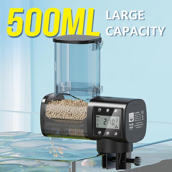 Automatic Fish Feeder 500 ml Large Capacity Fish Food Aquarium Battery Operated Fish Feeder with Timer Aquarium Accessories for Fish Tank, 3 AA Batteries Not Included Automatic Fish Feeder 500 ml Large Capacity Fish Food Aquarium Battery Operated Fish Feeder with Timer Aquarium Accessories for Fish Tank, 3 AA Batteries Not Included