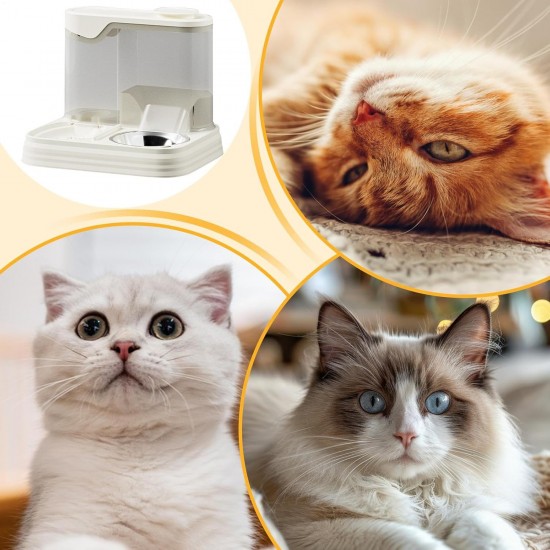 Automatic Food and Water Dispenser for Dogs, Cats, 2-in-1 Feeder and Water Dispenser, Gravity Cat Food, Automatic Cat Food, Water Dispenser for Small, Medium Pets Automatic Food and Water Dispenser for Dogs, Cats, 2-in-1 Feeder and Water Dispenser, Gravity Cat Food, Automatic Cat Food, Water Dispenser for Small, Medium Pets