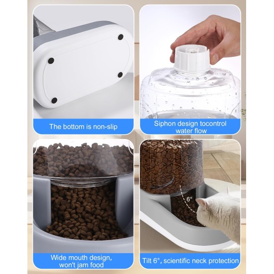 Automatic Food and Water Dispenser for Dogs, Cats, Feeders and Water Dispensers, 2 x 3.8 L, Feeder for Small, Medium and Large Pets, Puppies, Kittens, Grey Automatic Food and Water Dispenser for Dogs, Cats, Feeders and Water Dispensers, 2 x 3.8 L, Feeder for Small, Medium and Large Pets, Puppies, Kittens, Grey