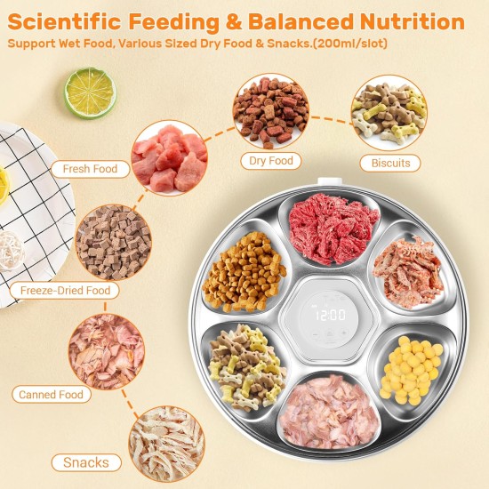 Automatic Wet Food Cat Feeder, 6 Meals with 2 Ice Bags, Programmable Timer, Rechargeable Wireless Automatic Pet Food (Stainless Steel Food Bowl) Automatic Wet Food Cat Feeder, 6 Meals with 2 Ice Bags, Programmable Timer, Rechargeable Wireless Automatic Pet Food (Stainless Steel Food Bowl)