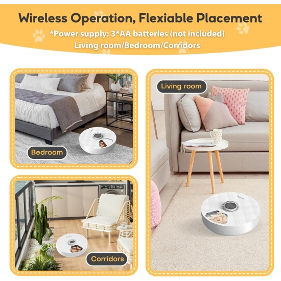 Auveach Automatic Cat Wet Food Automatic Feeder with 2 Ice Packs/Intelligent Timer, 6 Meals Automatic Feeder with Protect Paws / Cover Design Auveach Automatic Cat Wet Food Automatic Feeder with 2 Ice Packs/Intelligent Timer, 6 Meals Automatic Feeder with Protect Paws / Cover Design