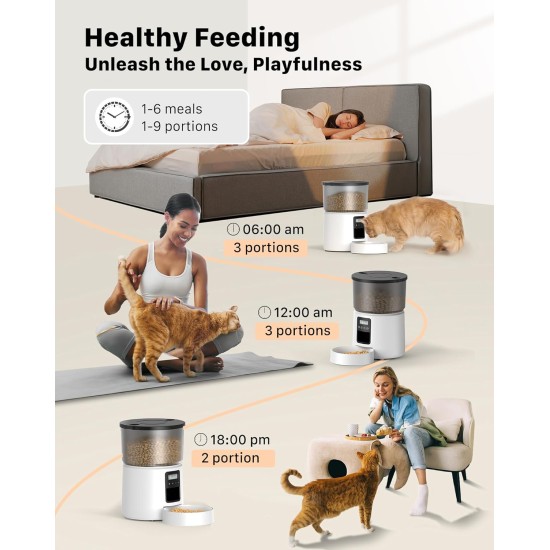 BEMOONY 5L Automatic Cat Feeder with Programmable Timer, 1-6 Meals a Day, Cat Feeder with Press Lid and 10s Recording Function (Black) BEMOONY 5L Automatic Cat Feeder with Programmable Timer, 1-6 Meals a Day, Cat Feeder with Press Lid and 10s Recording Function (Black)