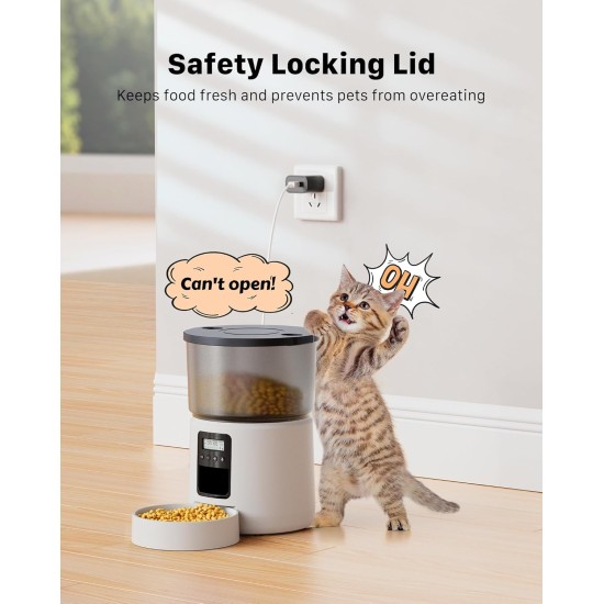 BEMOONY 5L Automatic Cat Feeder with Programmable Timer, 1-6 Meals a Day, Cat Feeder with Press Lid and 10s Recording Function (Black) BEMOONY 5L Automatic Cat Feeder with Programmable Timer, 1-6 Meals a Day, Cat Feeder with Press Lid and 10s Recording Function (Black)