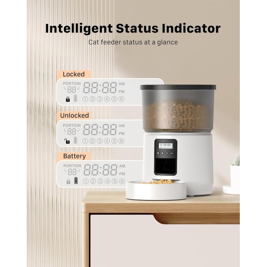 BEMOONY 5L Automatic Cat Feeder with Programmable Timer, 1-6 Meals a Day, Cat Feeder with Press Lid and 10s Recording Function (Black) BEMOONY 5L Automatic Cat Feeder with Programmable Timer, 1-6 Meals a Day, Cat Feeder with Press Lid and 10s Recording Function (Black)