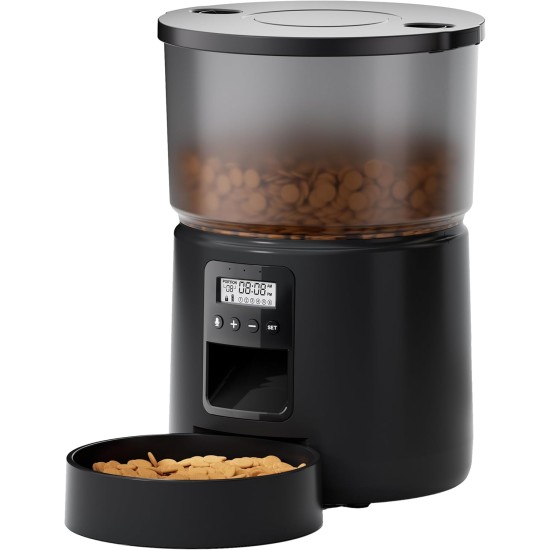 BEMOONY 5L Automatic Cat Feeder with Programmable Timer, 1-6 Meals a Day, Cat Feeder with Press Lid and 10s Recording Function (Black) BEMOONY 5L Automatic Cat Feeder with Programmable Timer, 1-6 Meals a Day, Cat Feeder with Press Lid and 10s Recording Function (Black)