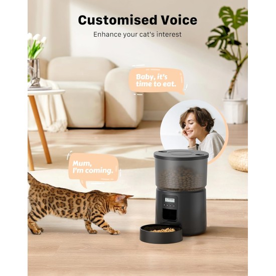 BEMOONY 5L Automatic Cat Feeder with Programmable Timer, 1-6 Meals a Day, Cat Feeder with Press Lid and 10s Recording Function (Black) BEMOONY 5L Automatic Cat Feeder with Programmable Timer, 1-6 Meals a Day, Cat Feeder with Press Lid and 10s Recording Function (Black)