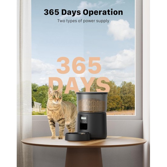 BEMOONY 5L Automatic Cat Feeder with Programmable Timer, 1-6 Meals a Day, Cat Feeder with Press Lid and 10s Recording Function (Black) BEMOONY 5L Automatic Cat Feeder with Programmable Timer, 1-6 Meals a Day, Cat Feeder with Press Lid and 10s Recording Function (Black)