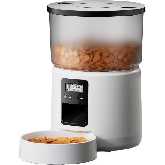 BEMOONY 5L Automatic Cat Feeder with Programmable Timer, 1-6 Meals a Day, Cat Feeder with Press Lid and 10s Recording Function (Black) BEMOONY 5L Automatic Cat Feeder with Programmable Timer, 1-6 Meals a Day, Cat Feeder with Press Lid and 10s Recording Function (Black)