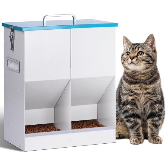 BREUAILY Automatic Cat Feeder for 2 Cats, 10 L Automatic Feeder, Cat Dry Food with Double Funnel, Gravity Cat Feeder for Small Dogs, Cats BREUAILY Automatic Cat Feeder for 2 Cats, 10 L Automatic Feeder, Cat Dry Food with Double Funnel, Gravity Cat Feeder for Small Dogs, Cats