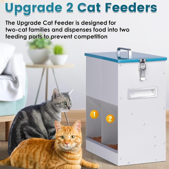 BREUAILY Automatic Cat Feeder for 2 Cats, 10 L Automatic Feeder, Cat Dry Food with Double Funnel, Gravity Cat Feeder for Small Dogs, Cats BREUAILY Automatic Cat Feeder for 2 Cats, 10 L Automatic Feeder, Cat Dry Food with Double Funnel, Gravity Cat Feeder for Small Dogs, Cats